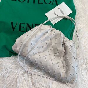 Bottega Veneta Cream Woven Pouch Crossbody Bag